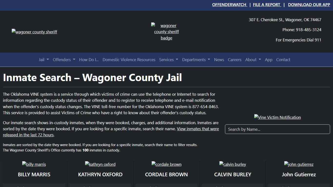 Inmate Search Wagoner County Sheriff's Office