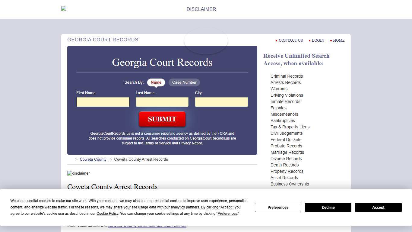 Coweta County Arrest Records GeorgiaCourtRecords.us